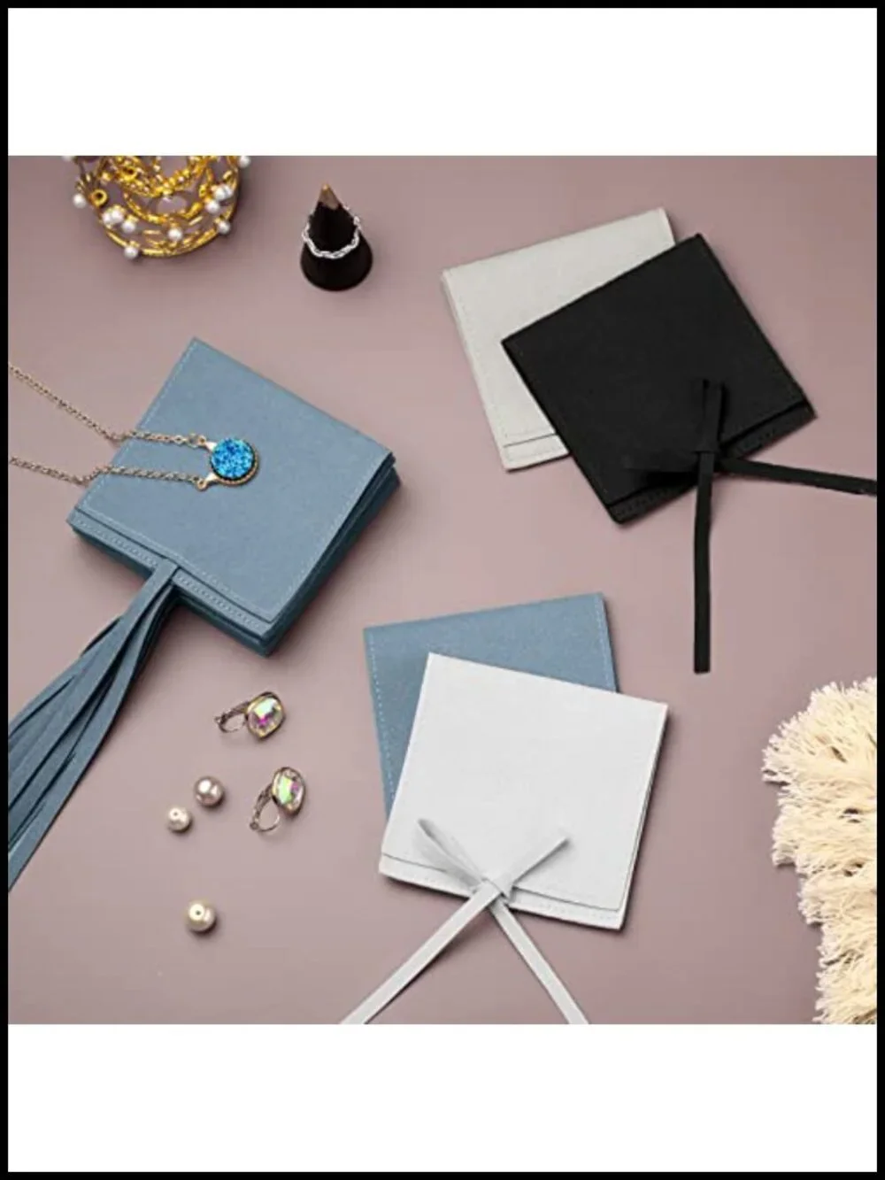 40 Pcs Microfiber Jewelry Pouch Gift Bags with Drawstring for Bracelet Necklace